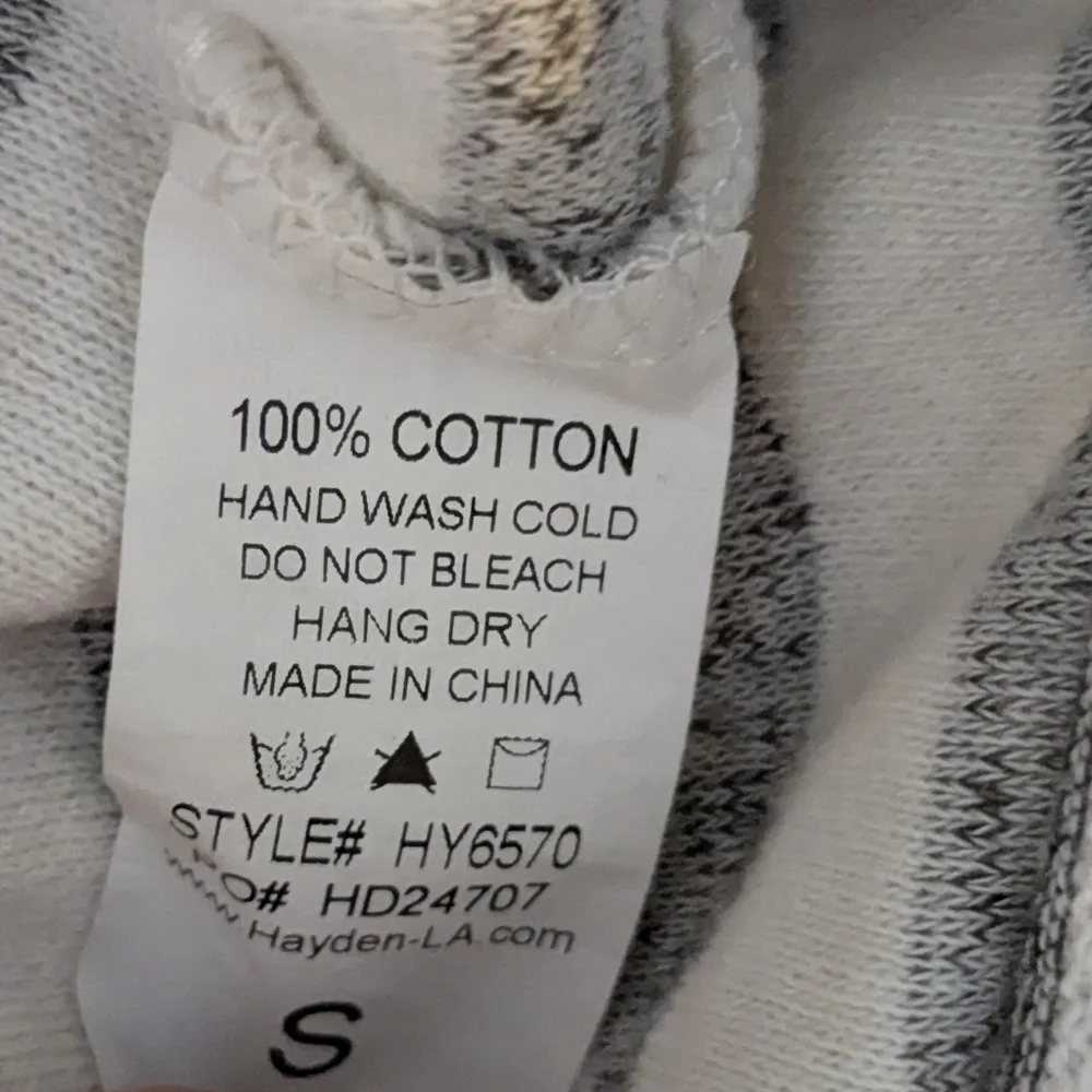 Hayden Los Angeles Cropped 3/4 Elastic Sleeve Striped Oversized Cotton Top S - Picture 7 of 8